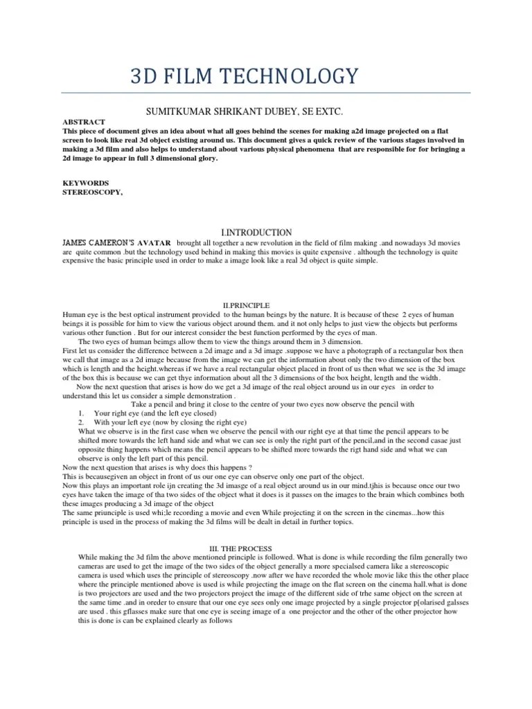 3d Film Technology Ieee | PDF | Polarization (Waves) | Stereoscopy