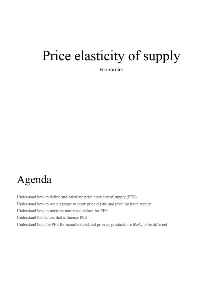 Price Elasticity Of Supply | PDF | Supply (Economics) | Elasticity ...