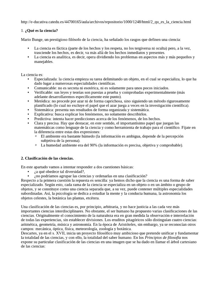 Clasificación De Las Ciencias | PDF | Science | Matemáticas