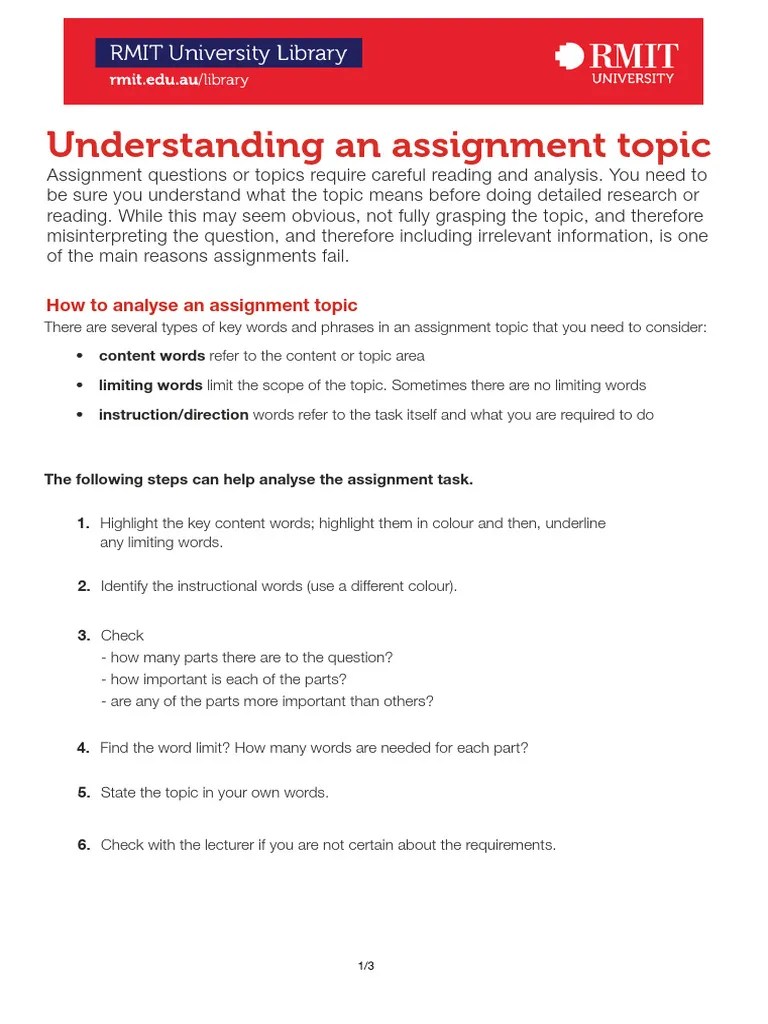 Tips Understanding An Assignment Topic | PDF | Question | Understanding