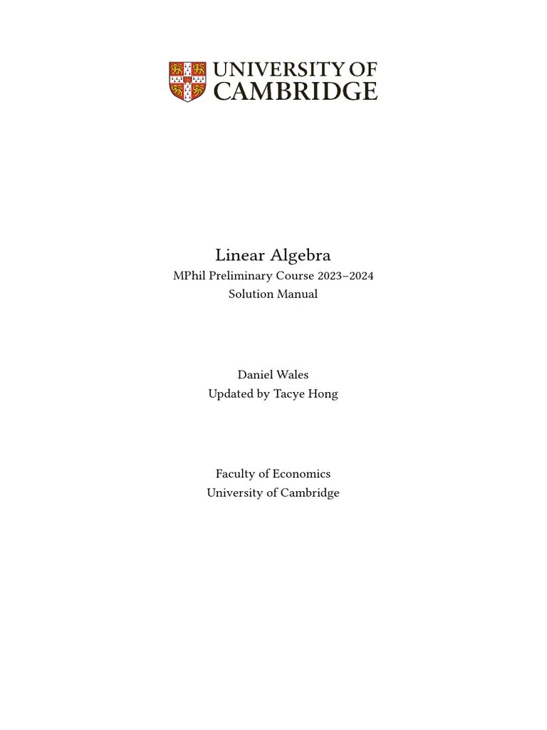 Linear Algebra Exercise Solutions | PDF