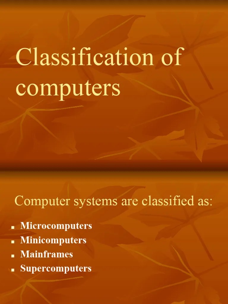Classification Of Computer | PDF