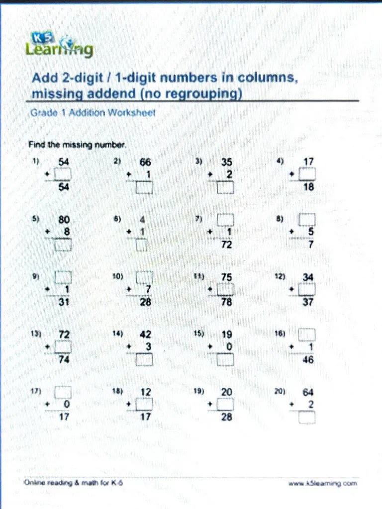 Addition Math Worksheet | PDF