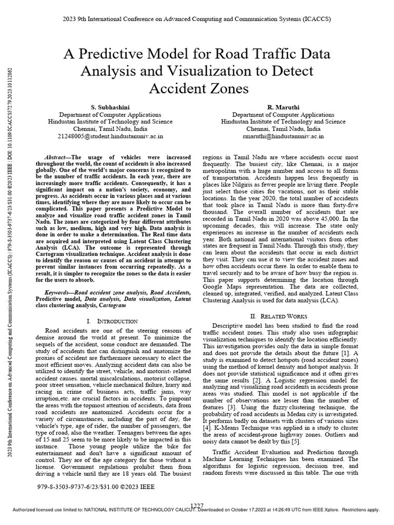 A Predictive Model For Road Traffic Data Analysis And Visualization To ...