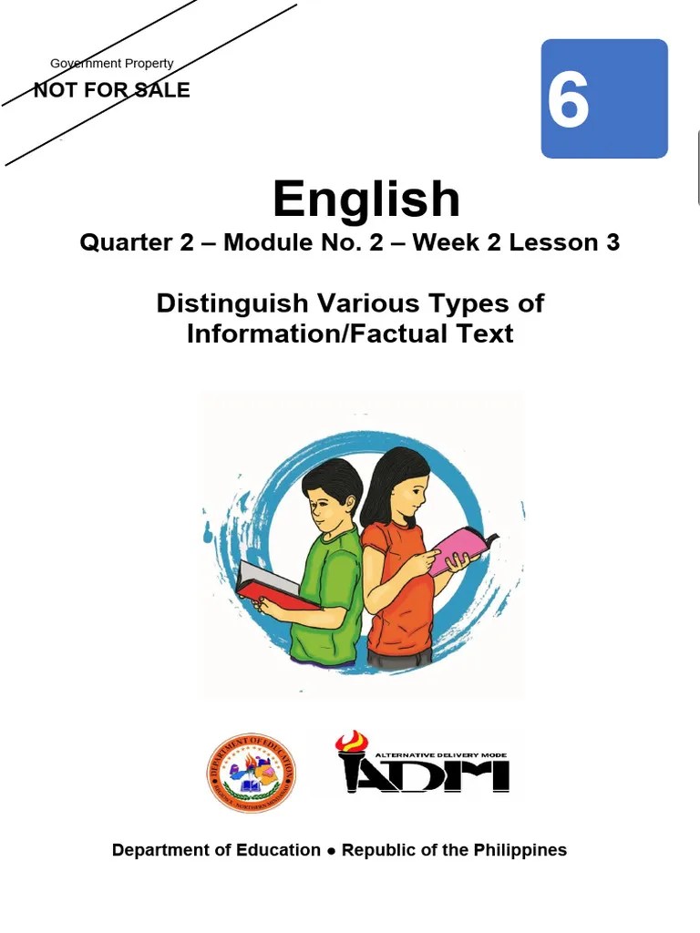 English 6 Q2 Module 2 Lesson 3-Distinguish Various Types Of Information-Factual Text | PDF ...
