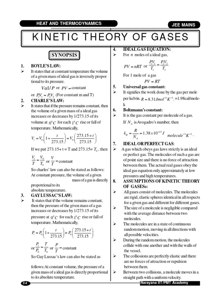 Kinetic Theory Of Gases | PDF | Gases | Temperature