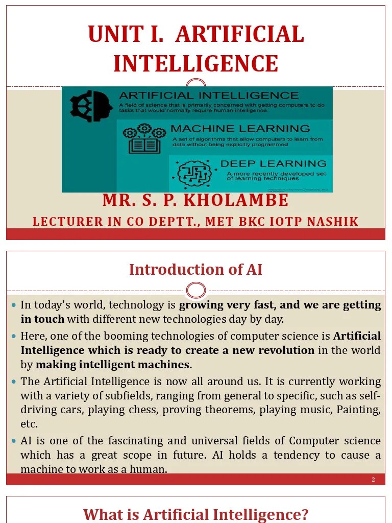 Eti Unit I Artificial Intelligence | PDF