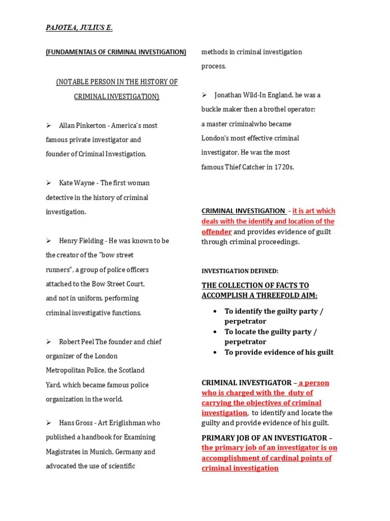 Fundamentals Of Criminal Investigation | PDF