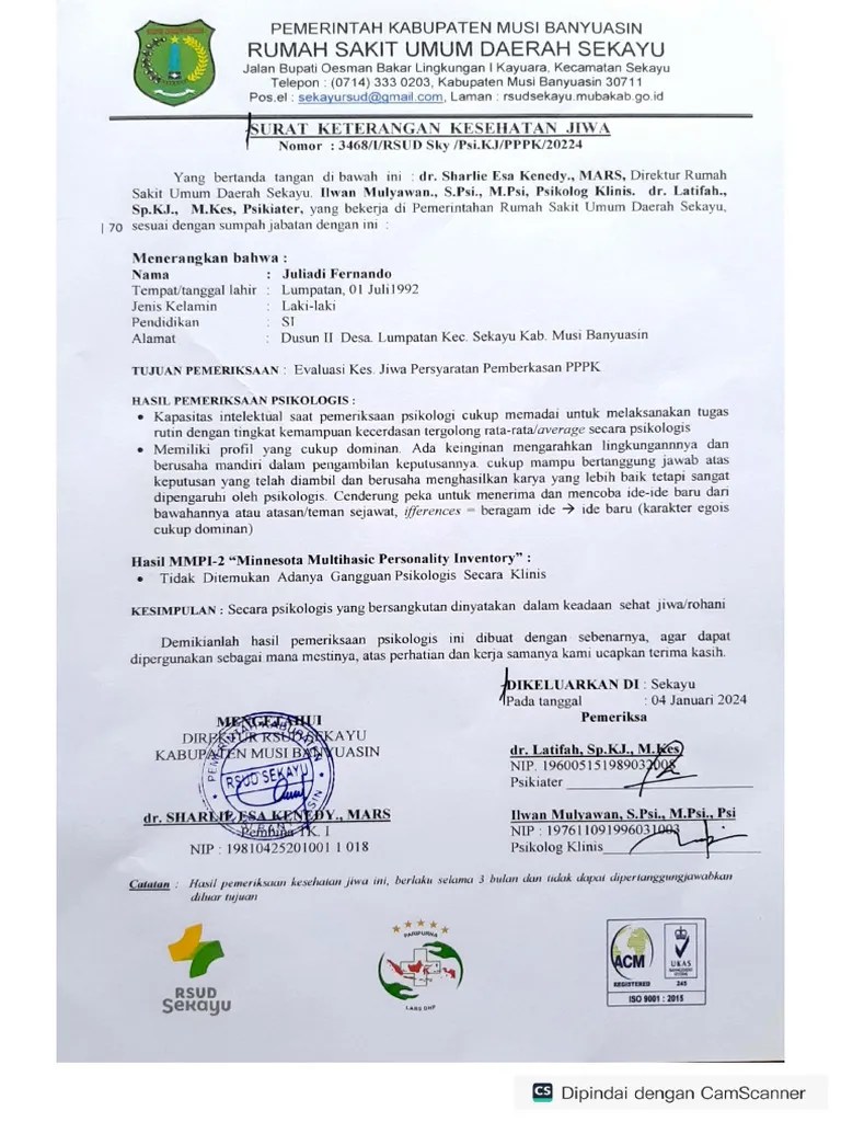 Surat Kesehatan Jasmani Juliadi - 5 | PDF