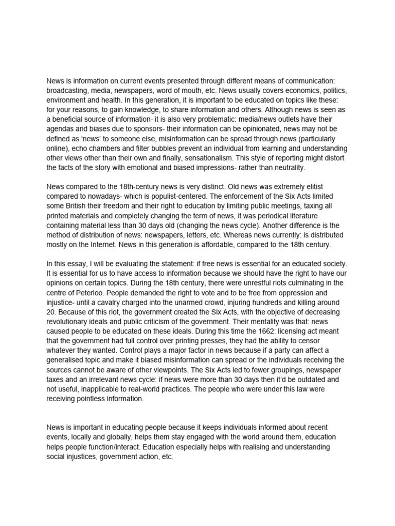 1500 Word Essay | PDF | News | Public Sphere