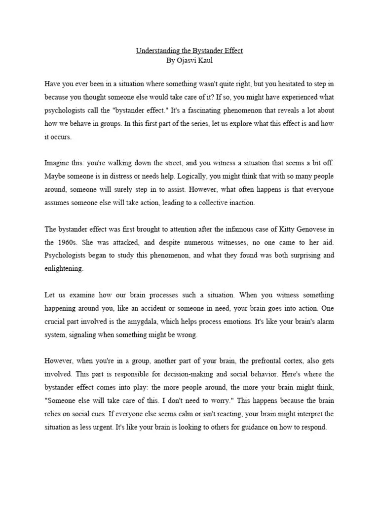 The Bystander Effect PART 1 | PDF