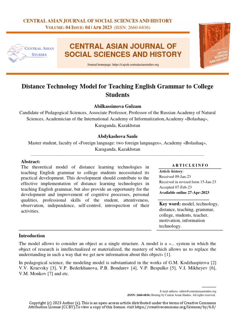 Distance Technology Model For Teaching English Grammar To College ...