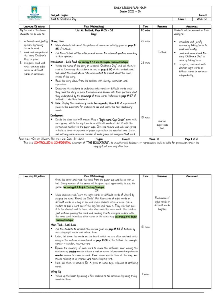 Class II English Week 1 Term II 2023 24 | PDF | English Language | Pronoun
