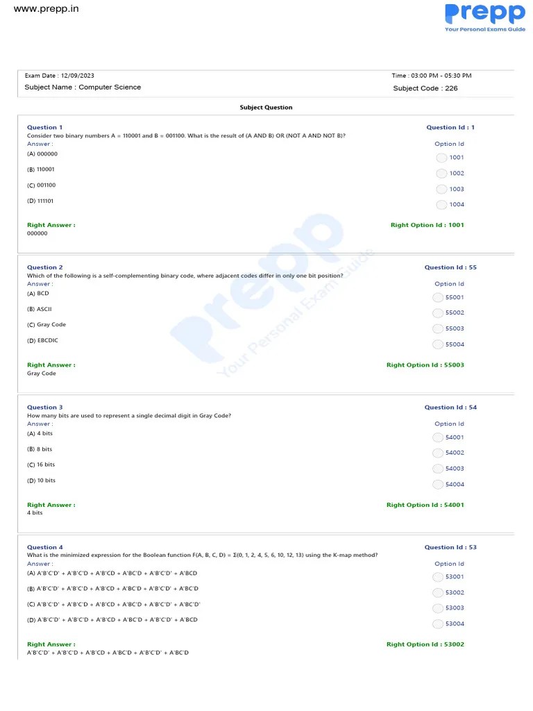 Bihar STET PGT Computer Science Official Paper II | PDF | Time ...