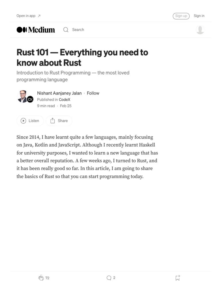 Rust 101 - Everything You Need To Know About Rust - By Nishant A | PDF