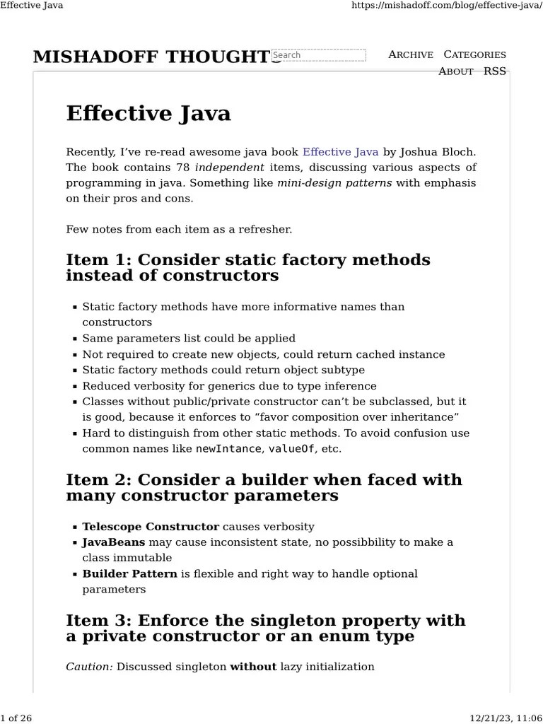 Effective Java | PDF | Class (Computer Programming) | Inheritance ...