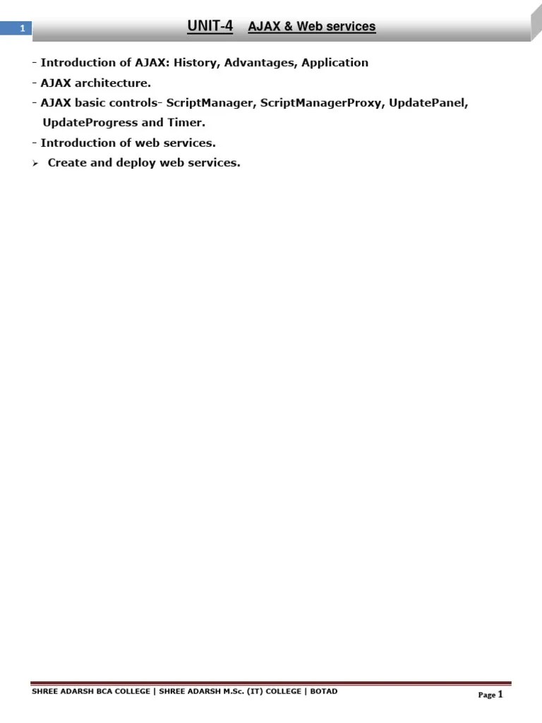 UNIT - 4_AJAX | PDF | Soap | Ajax (Programming)