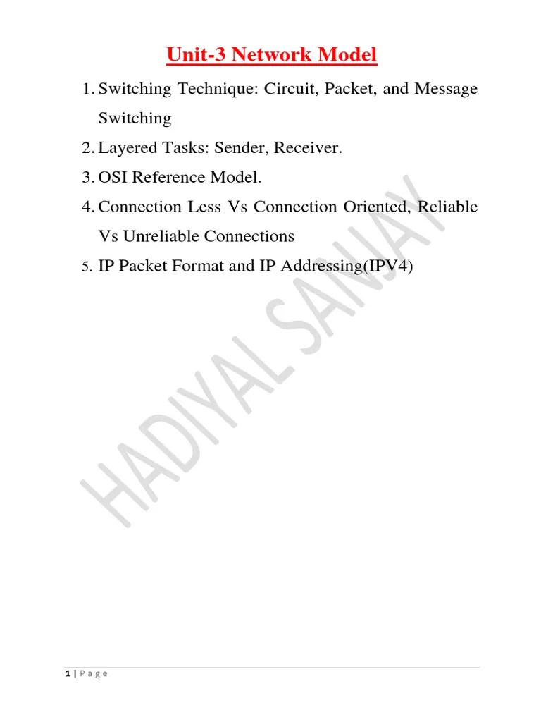 Unit-3 Network Model | PDF | Osi Model | Transmission Control Protocol