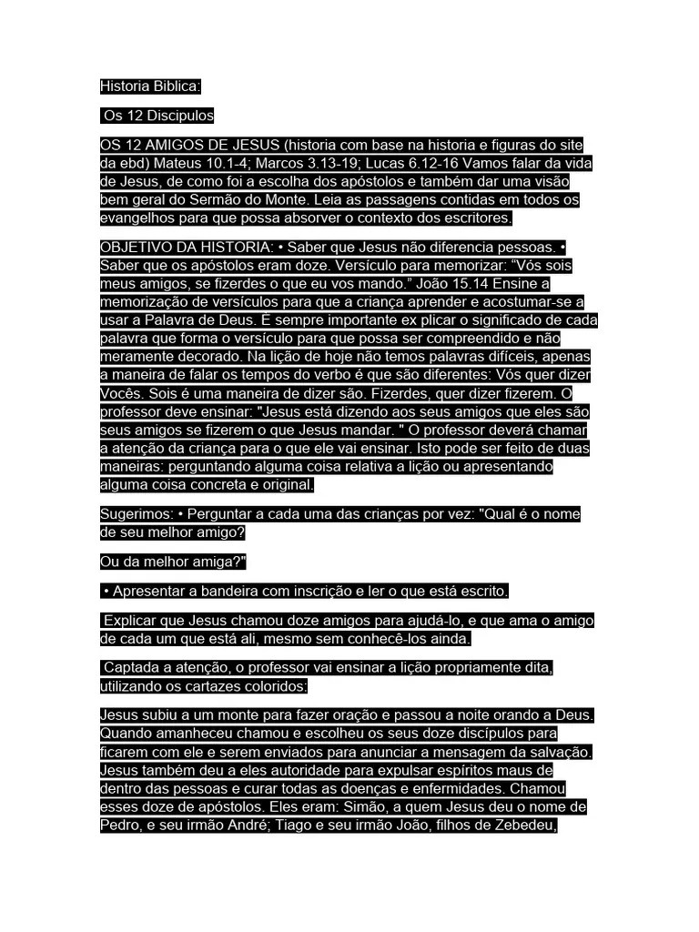 12 APOSTOLOS Historia Biblica | PDF | Jesus | São Pedro