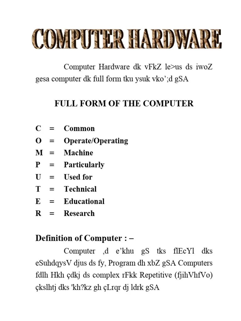 Computer Hardware | PDF | Input/Output | Floppy Disk