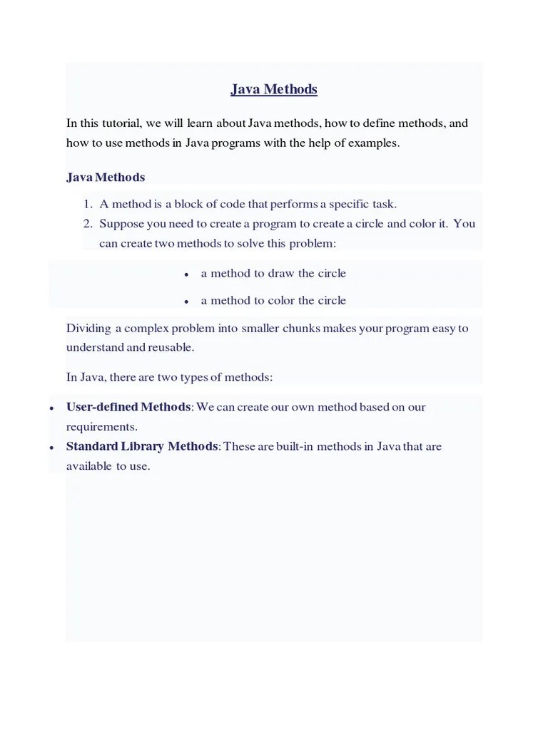 Method In Java | Download Free PDF | Parameter (Computer Programming ...