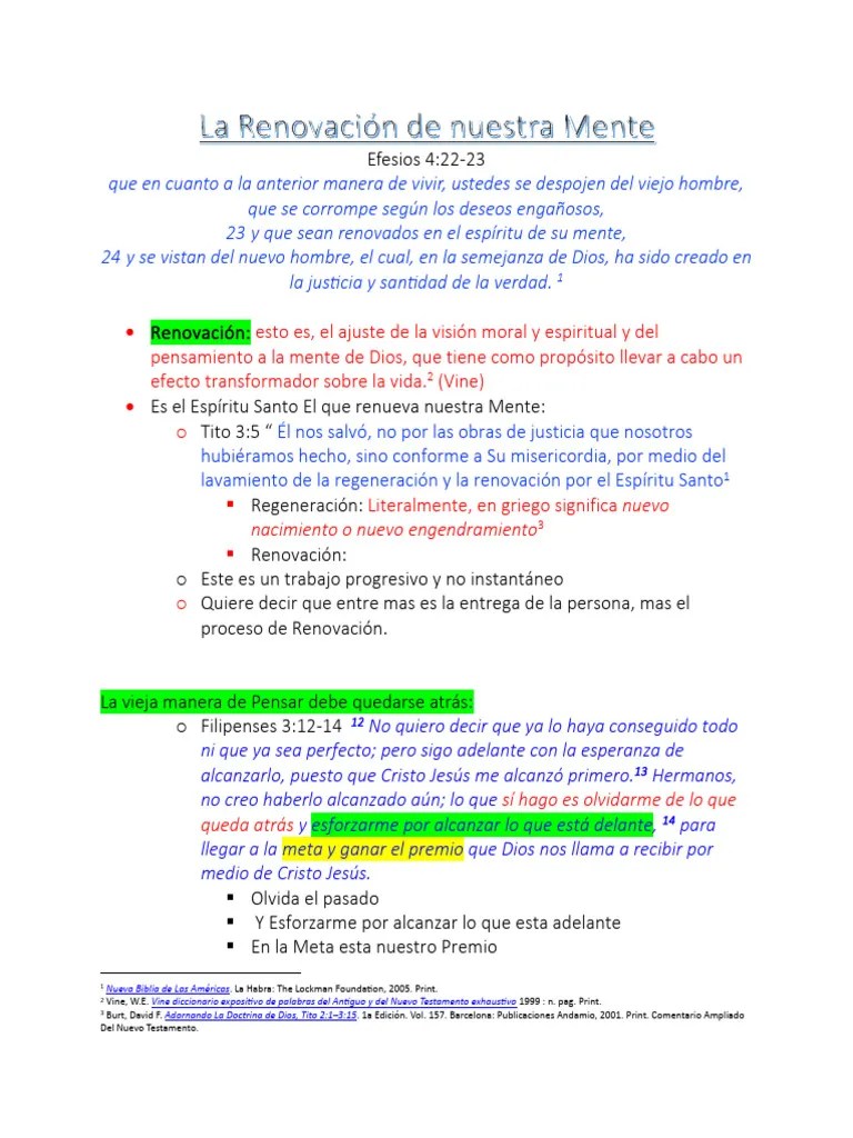 La Renovacion De Nuestra Mente | PDF | Cristo (título) | Biblia