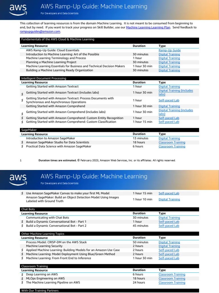 Ramp-Up Guide Machine Learning | PDF | Machine Learning | Amazon Web ...