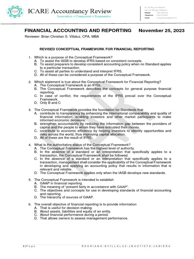FAR08.01b-REVISED Conceptual Framework For Financial Reporting | PDF