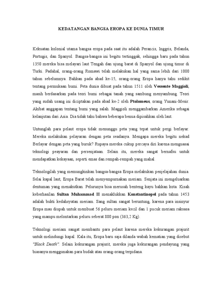 Latar Belakang Kedatangan Bangsa Eropa Ke Dunia Timur | PDF