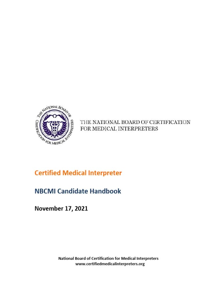 NBCMI Handbook | PDF | Language Interpretation | Medicine