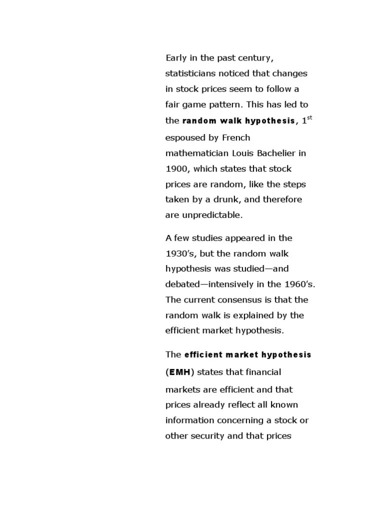 Random Walk Hypothesis, 1 | PDF | Efficient Market Hypothesis ...