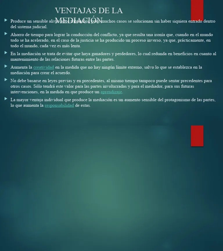 VENTAJAS DE LA MEDIACIÓN | PDF