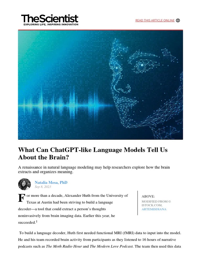 What Can ChatGPT-like Language Models Tell Us About The Brain | PDF ...
