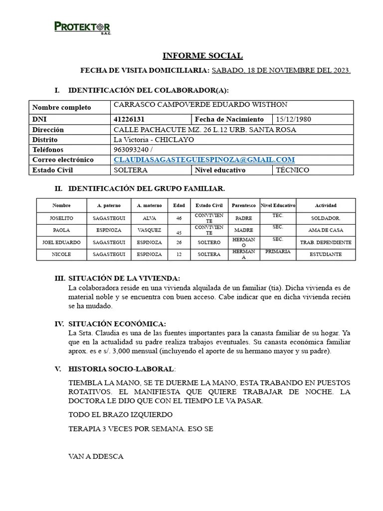 Modelo De Informe Social | PDF
