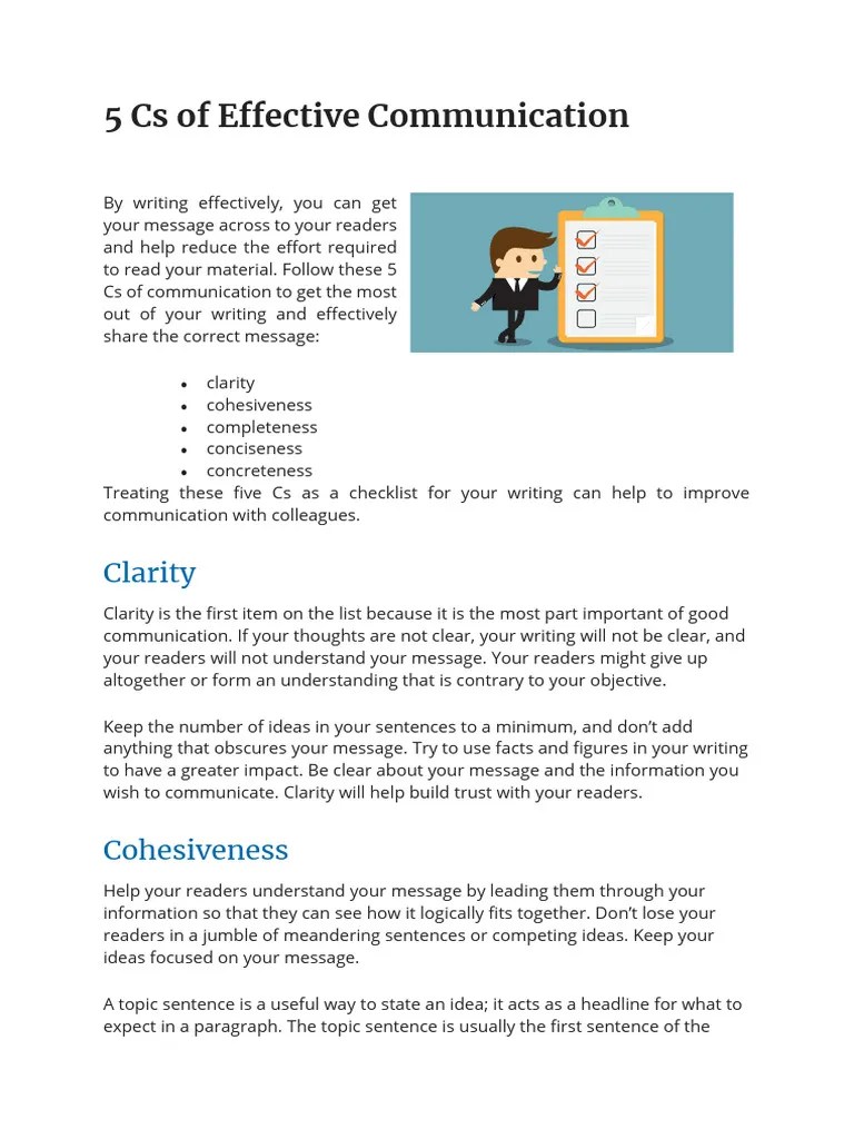 Five CS Of Effective Communication | PDF | Communication | Cognitive Science
