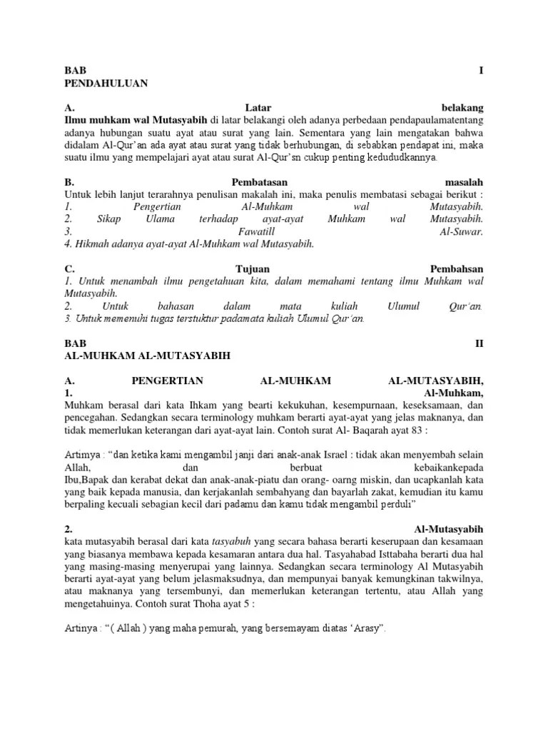 Makalah Muhkam Dan Mutasyabih Doc