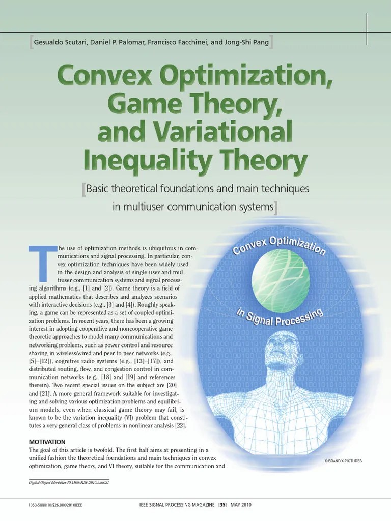 Convex Optimization, Game Theory, And Variational Inequality Theory ...
