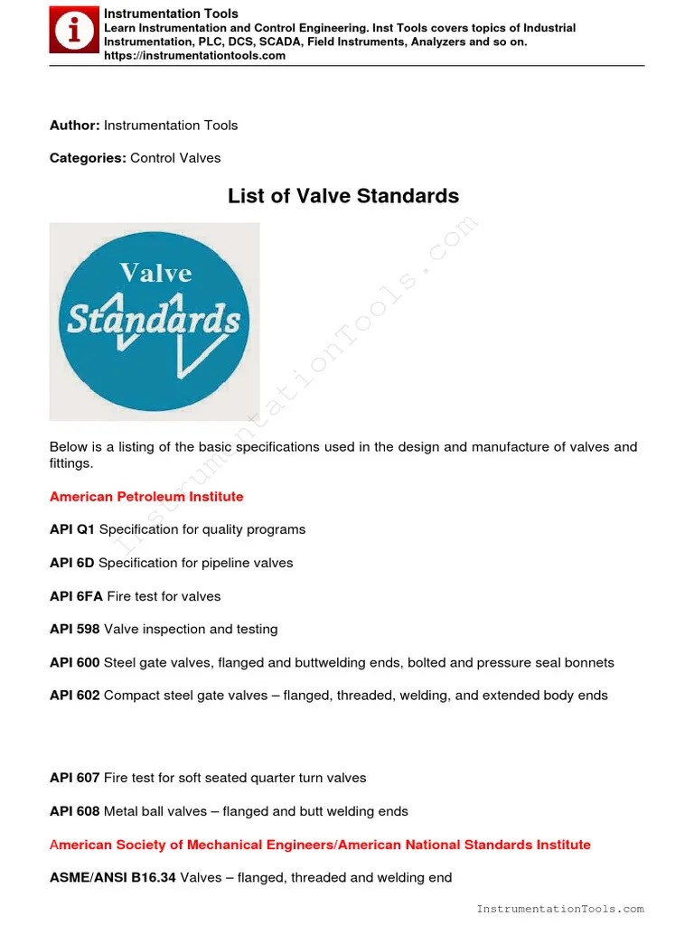 Valve Standards | PDF | Valve | Pipe (Fluid Conveyance)