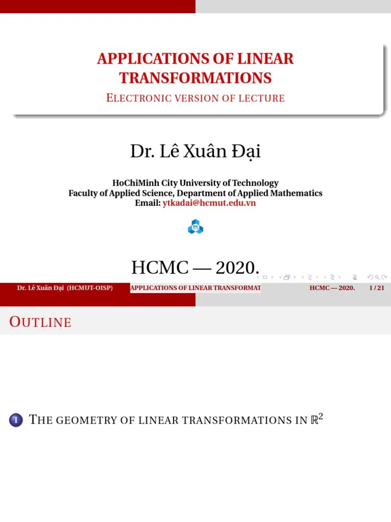 Applications Of Linear Transformation 2020 | PDF | Linear Map | Matrix ...