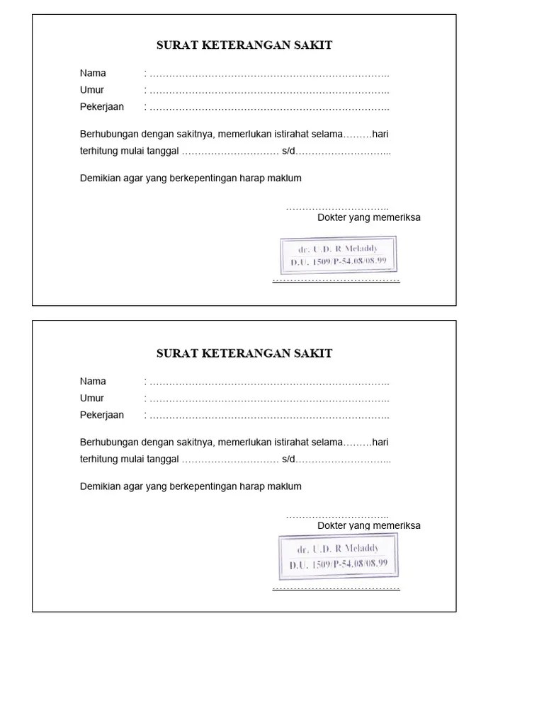Surat Keterangan Sakit & Dokter | PDF