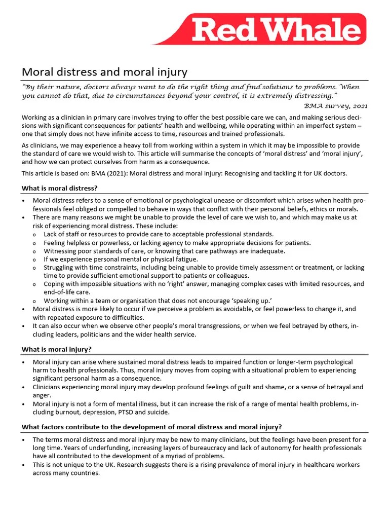 Care For-Health-Professionals - Moral-Distress-And-Moral-Injury - March2023 - Final | PDF ...