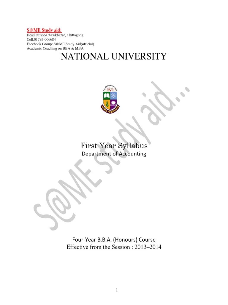 BBA 1st Year Syllabus-Accounting Dept | PDF | Marketing | Capital Budgeting