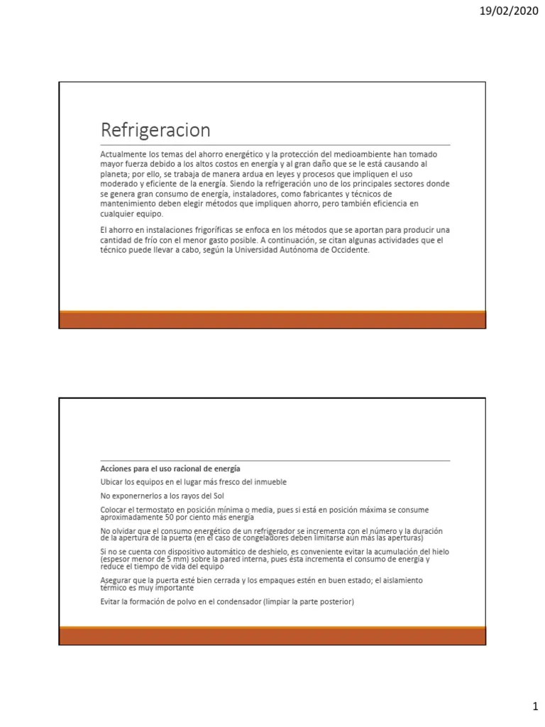Eficiencia Energetica En Refrigeracion | PDF