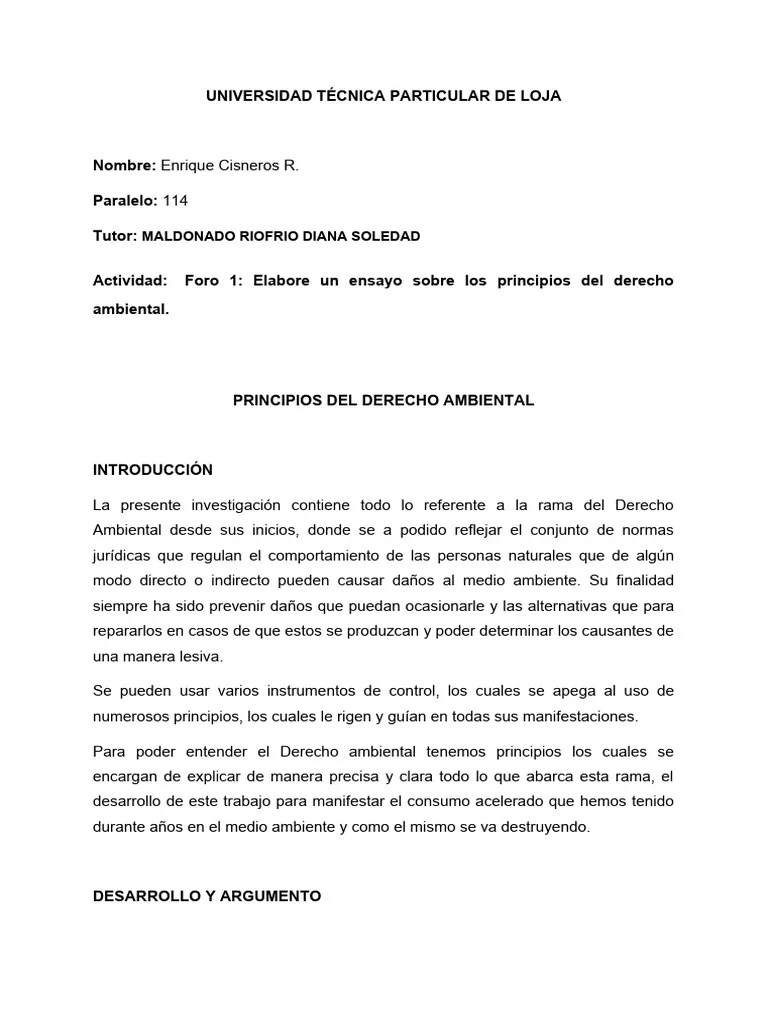 Principios Del Derecho Ambiental | PDF | Ley Del Medio Ambiente | Entorno Natural