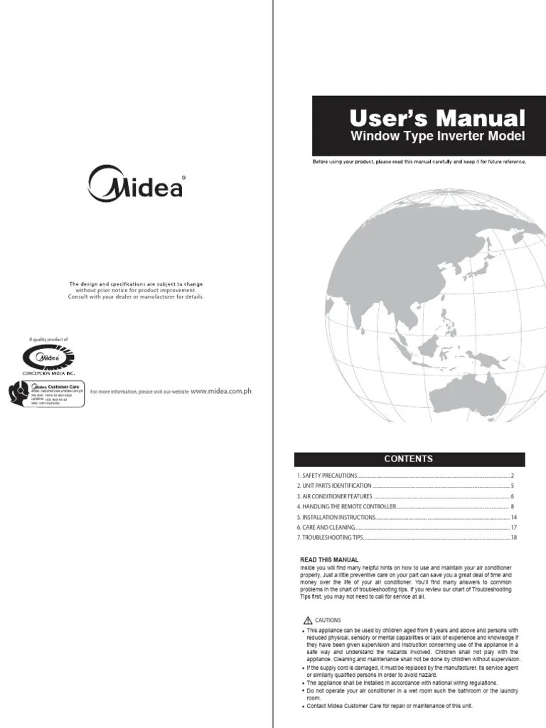 Midea_RAC_Window_Type_Inverter | PDF | Ac Power Plugs And Sockets | Air Conditioning