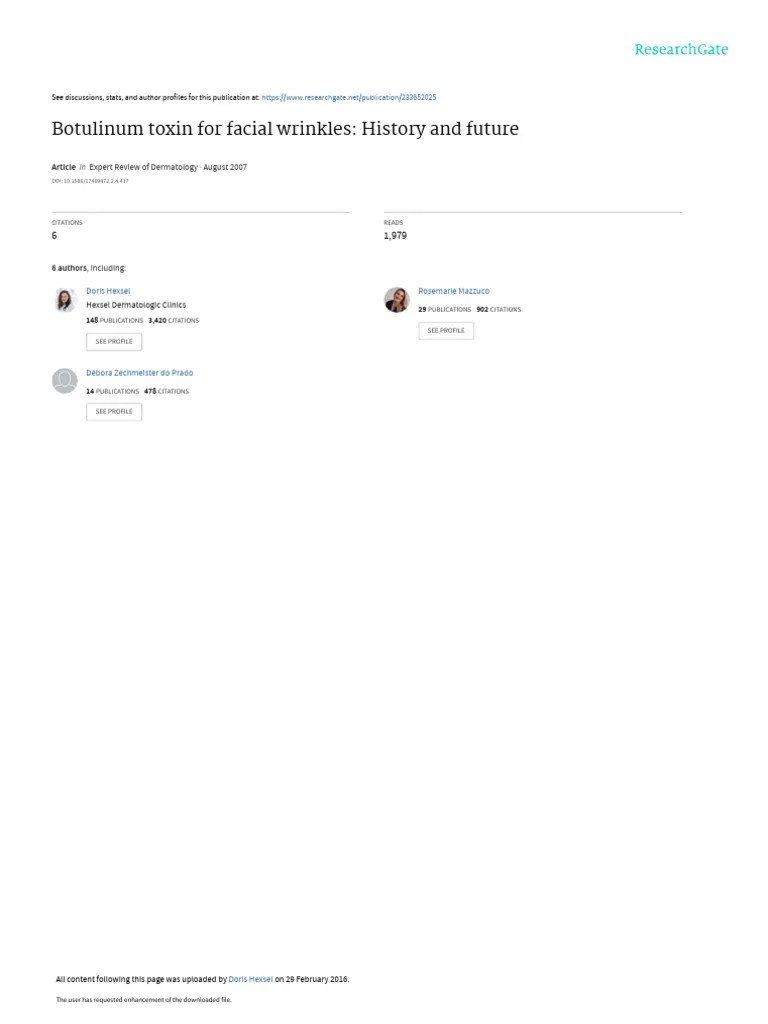 Botulinum Toxin For Facial Wrinkles | PDF | Botulinum Toxin | Wrinkle