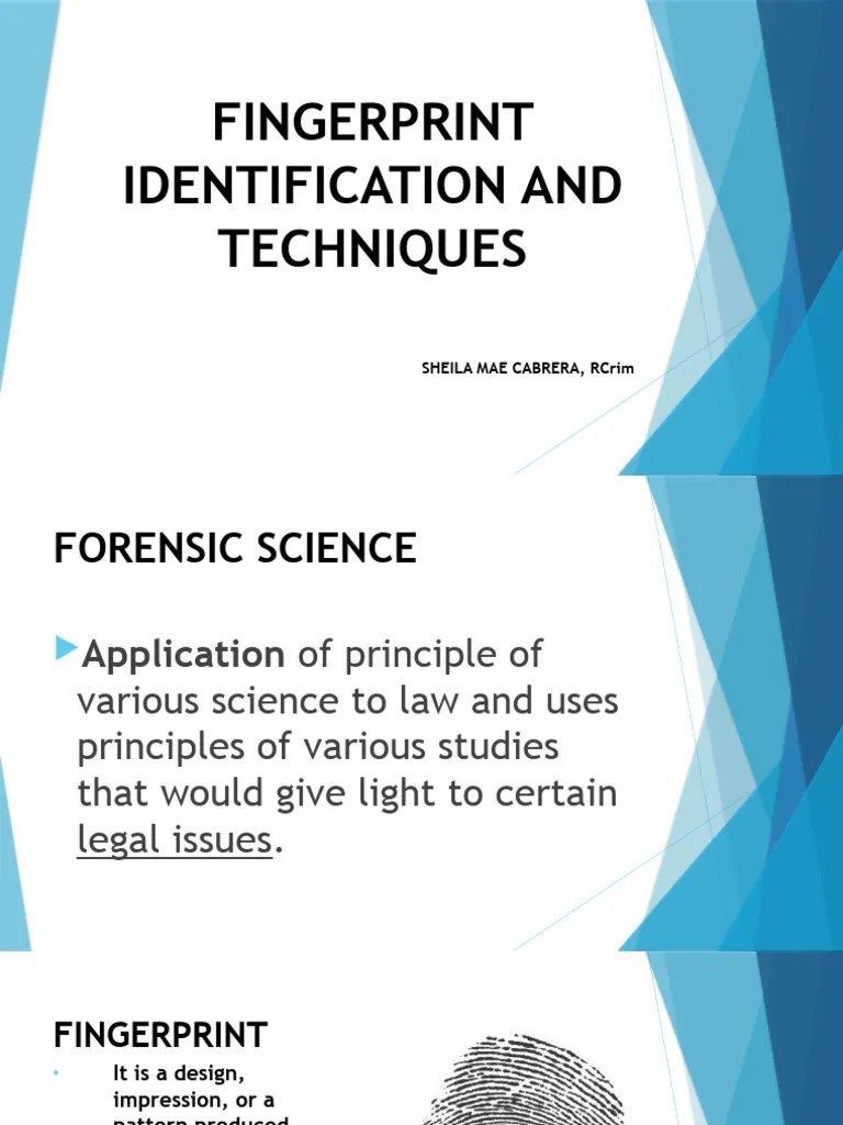 Fingerprint Identification And Techniques | PDF | Fingerprint