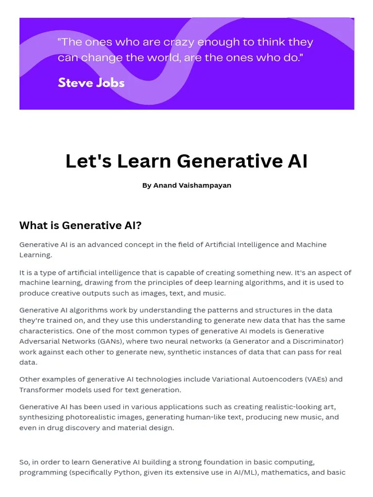 Basics Of Generative AI | PDF | Artificial Intelligence | Intelligence ...