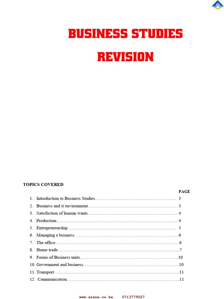 Business Studies Revision-Booklet | PDF | Debits And Credits | Supply (Economics)
