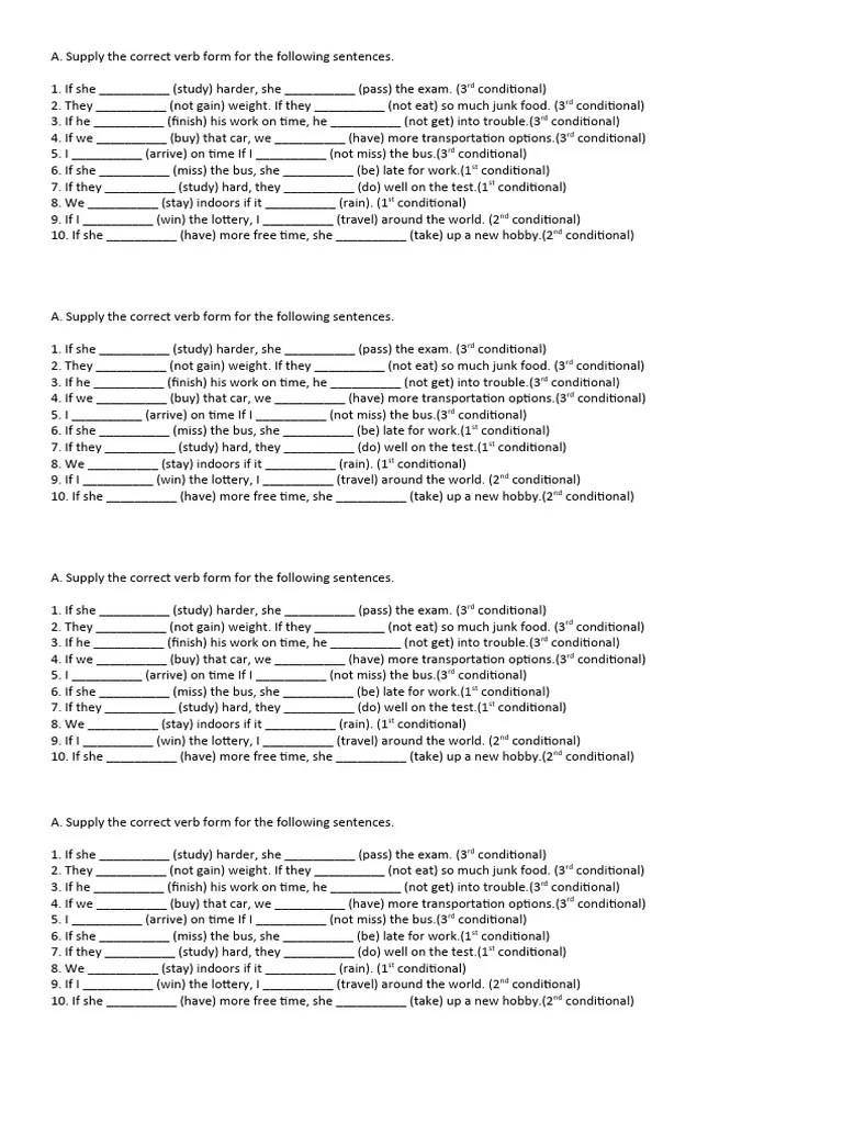 Conditionals Quiz | PDF | Sentence (Linguistics) | Cognition